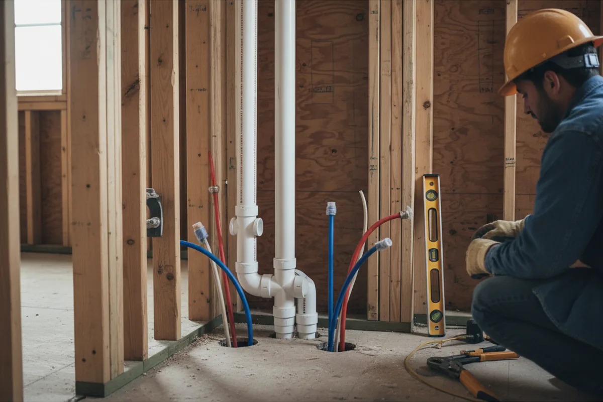 Drain and supply rough-in during Leak Detection in Fowler